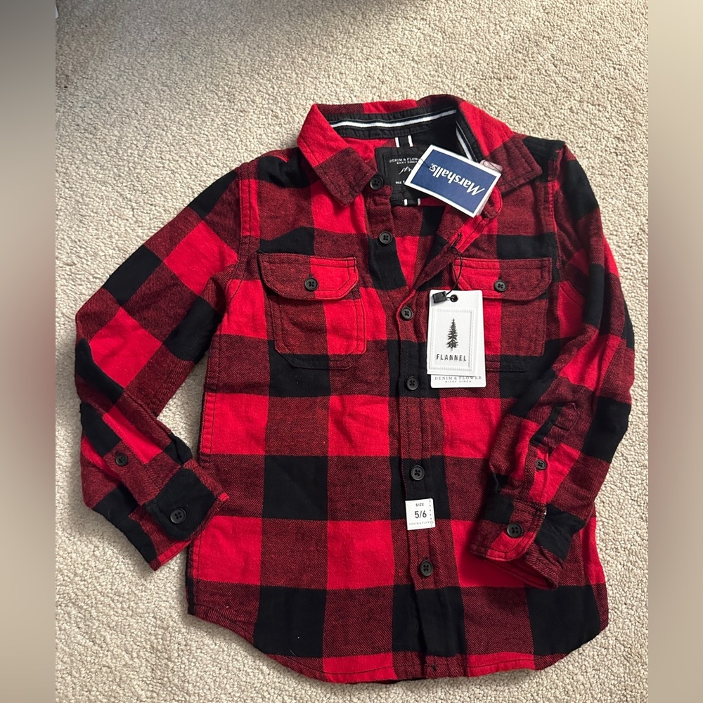 Denim & Flower Boys Plaid Flannel Shirt